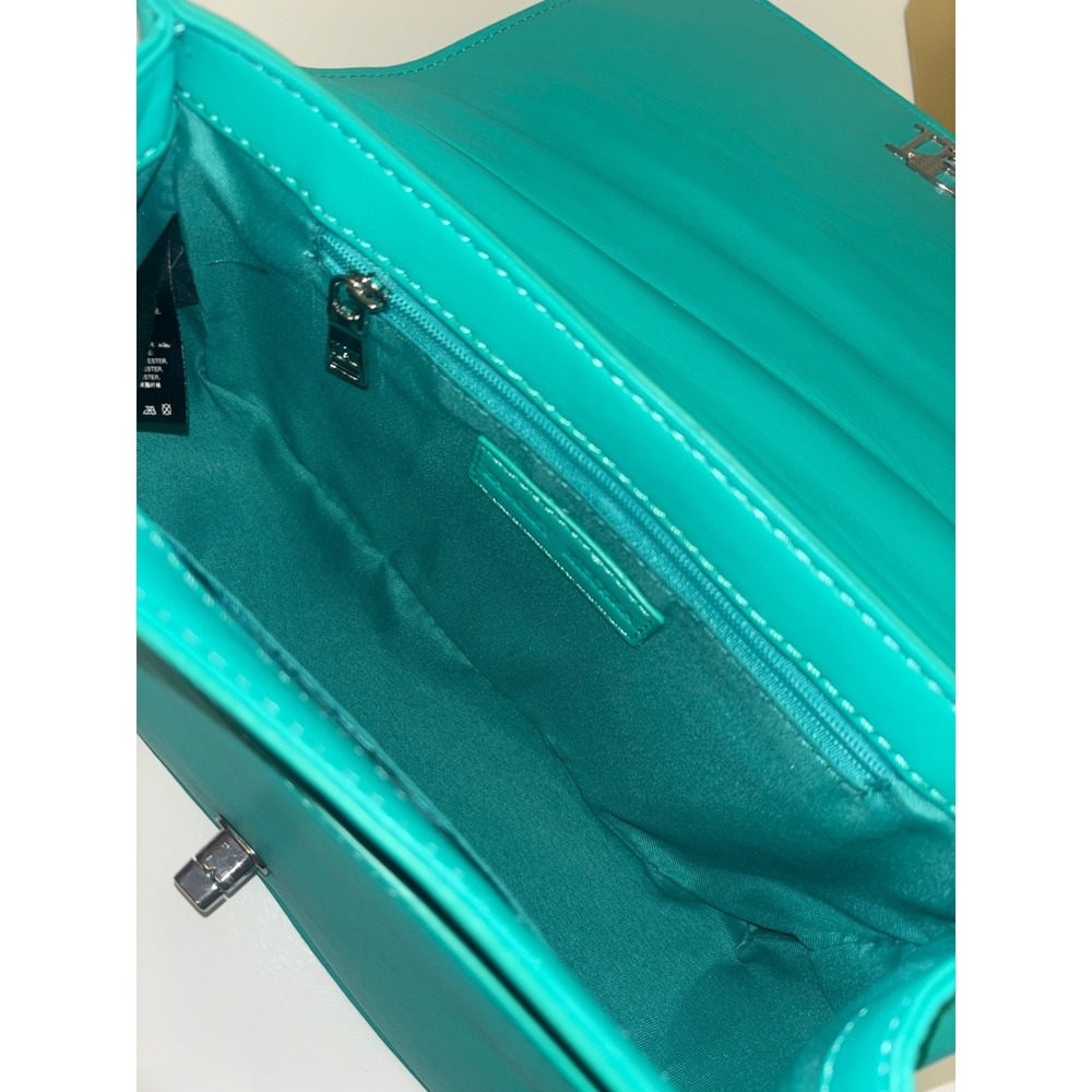 Badgley Mischka Green Quilted Pearl Letter Lock Crossbody Bag BM-4136 NEW - Picture 5 of 9